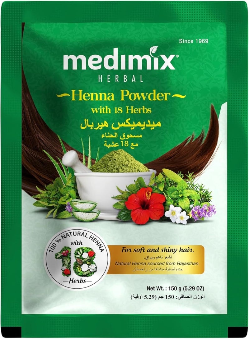 Medimix Henna Powder with 18 Herbs - For Soft & Shiny Hair - 100% Natural Hair Color - Controls Damage and Keeps Hair Moisturized - 150 gm(Pack Of 2) - Image 2